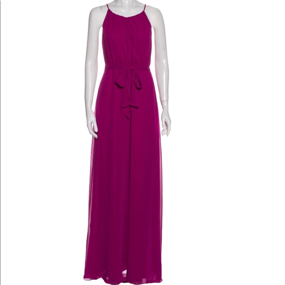 Ceremony halter neck tie waist Blair Evening Gown‎ elasticized waist in pink
